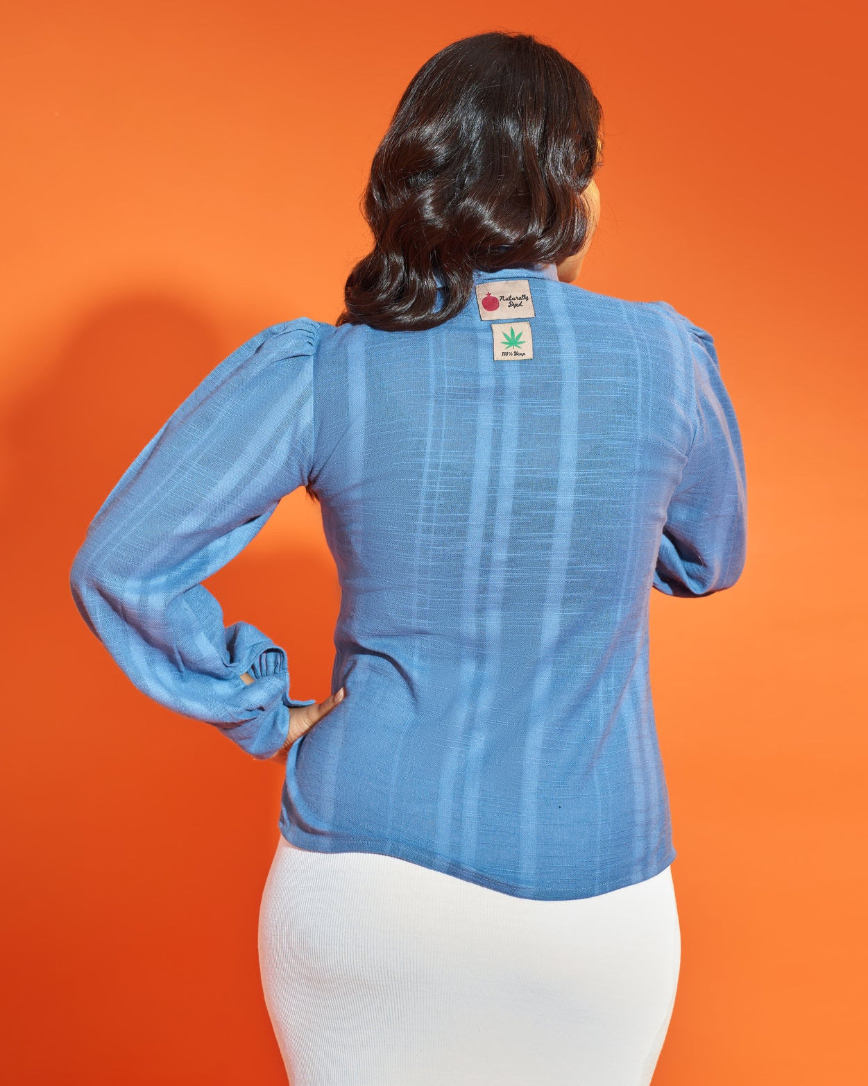 Asymmetric Hemp Shirt- True Blue