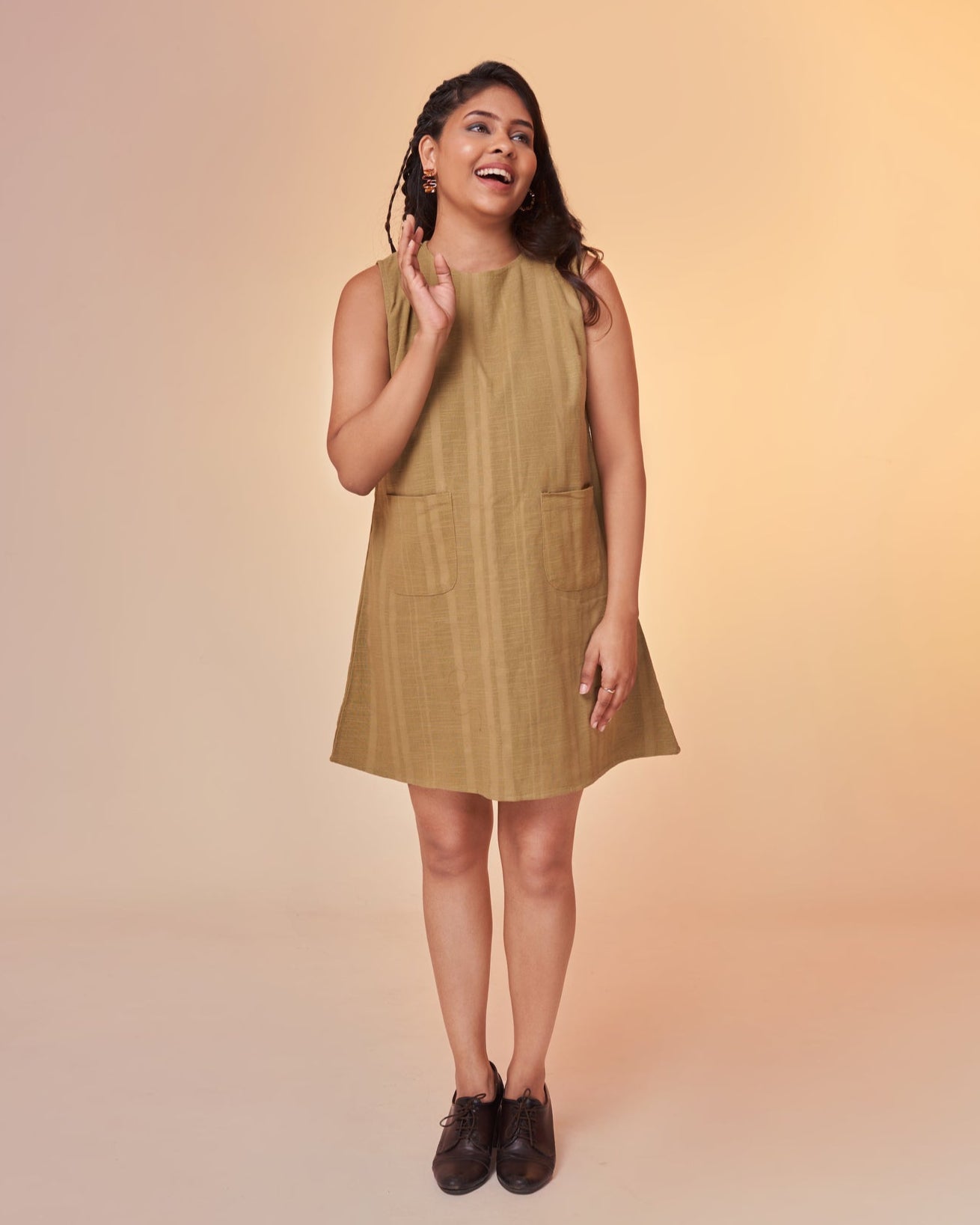Hemp Shift Dress- Earthy Green