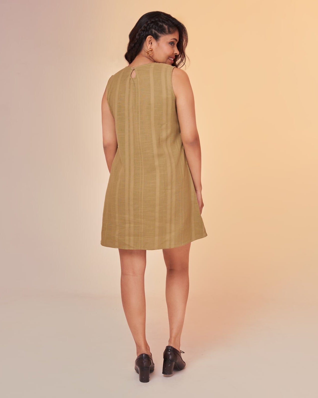 Hemp Shift Dress- Earthy Green