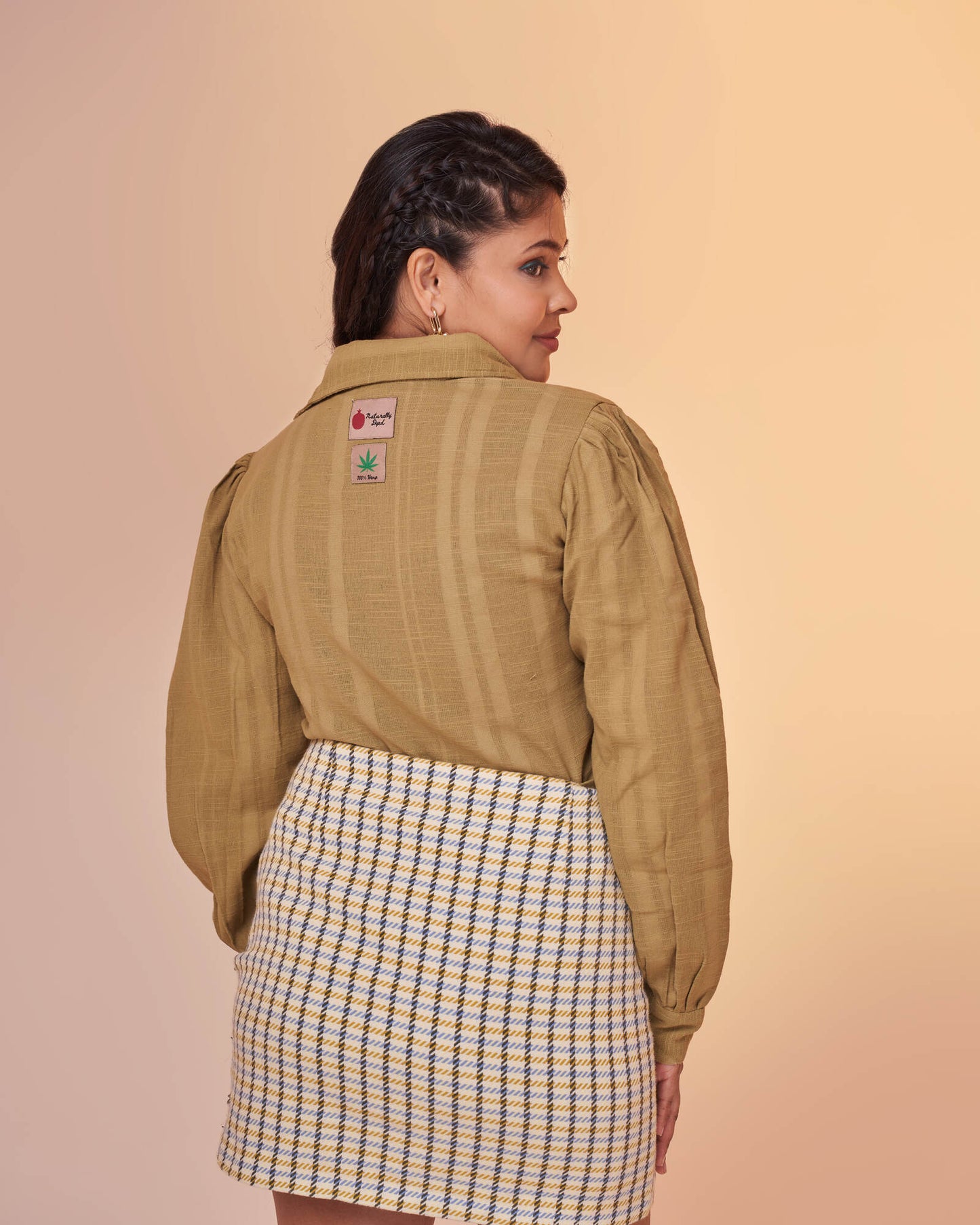 Asymmetrical Hemp Shirt- Earthy Green