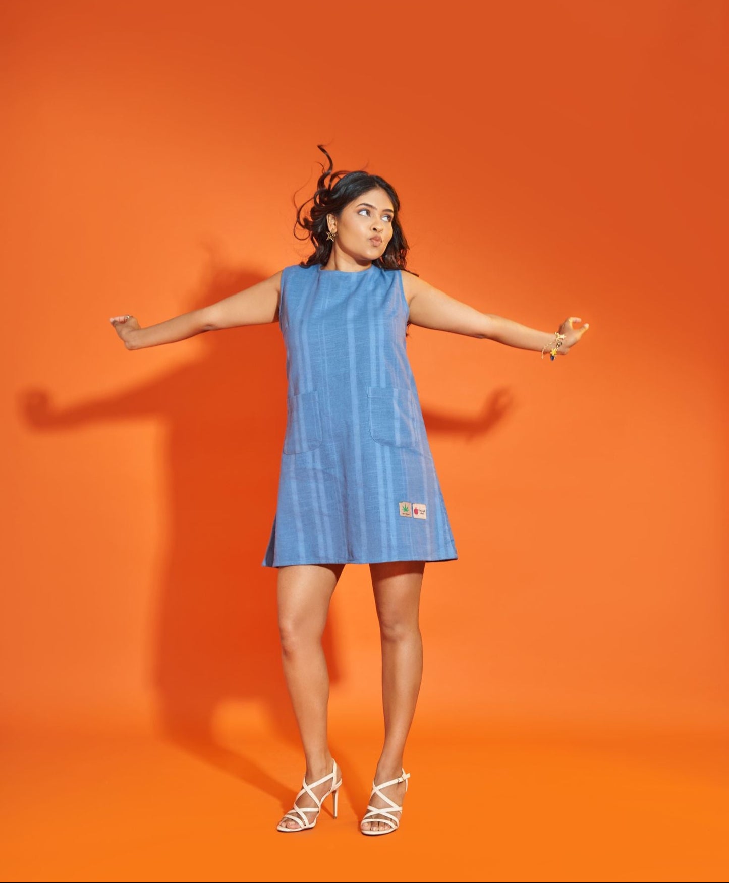 Hemp Shift Dress- True Blue