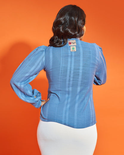 Asymmetric Hemp Shirt- True Blue