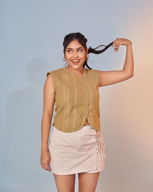 Earthy Green Hemp Top Front