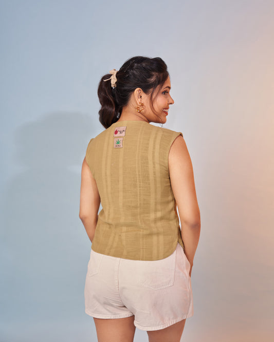Earthy Green Hemp Top Back