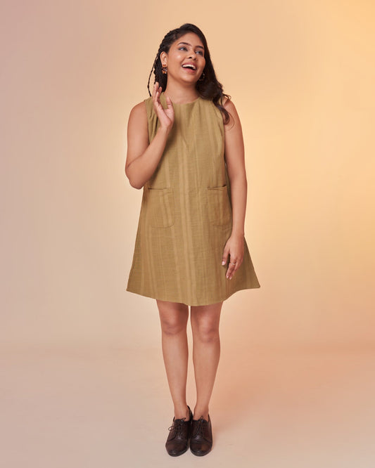 Hemp Shift Dress- Earthy Green