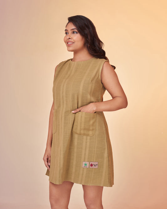 Hemp Shift Dress- Earthy Green